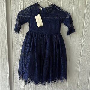 New NWT Trish Scully Bella Rafaela Navy Blue lace girls childrens dress sz 4